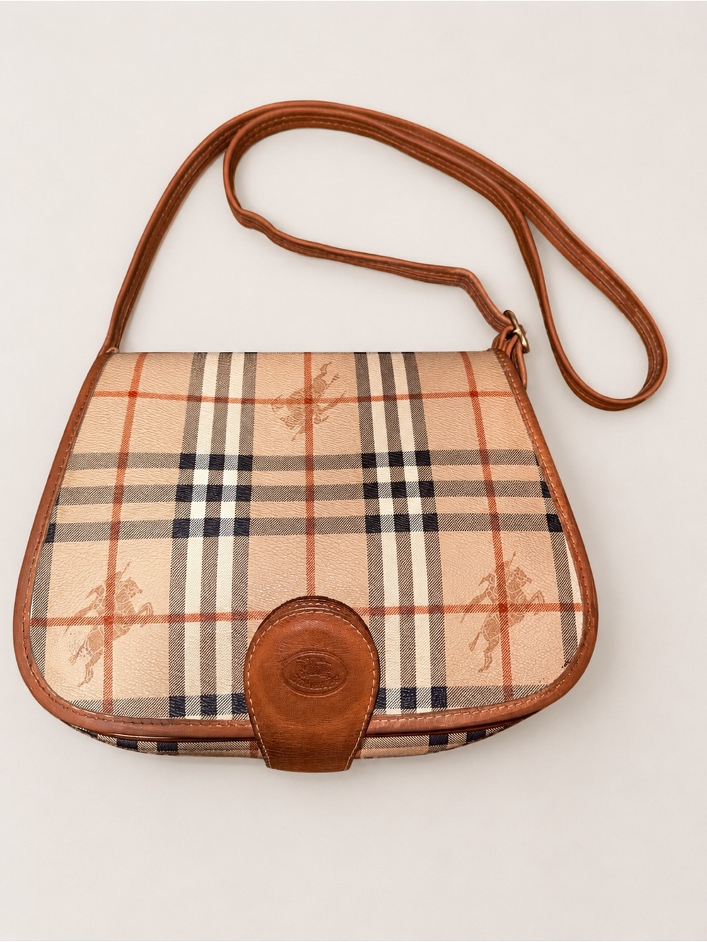Burberry Vintage Check Tan & Brown Crossbody Bag